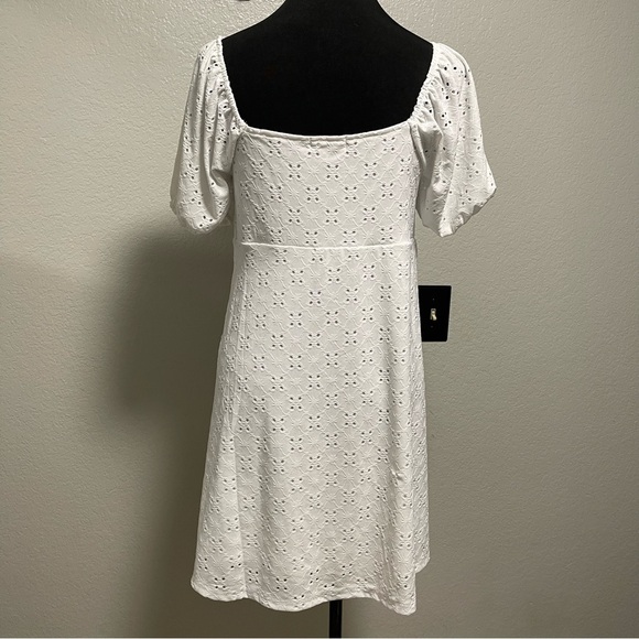 Jolie & Joy White Eyelet Poof Short Sleeve Women's Lined Dress X-LARGE - Picture 6 of 7